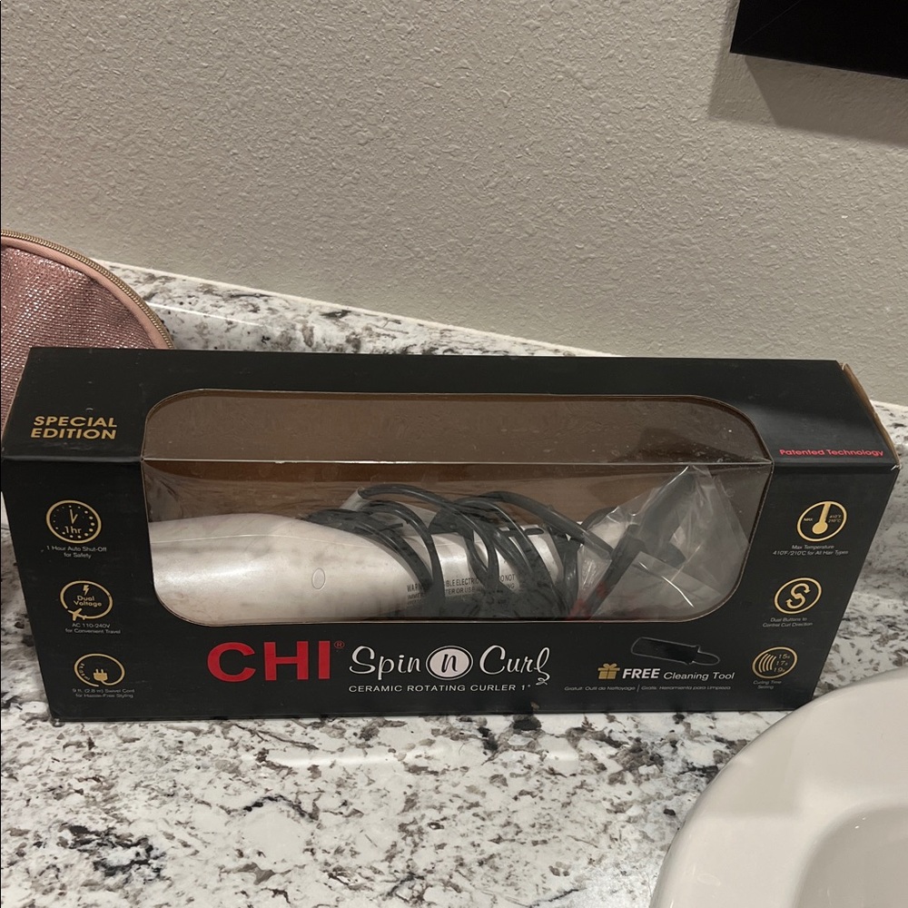 CHI Spin N Curl Ceramic Rotating Curler - White